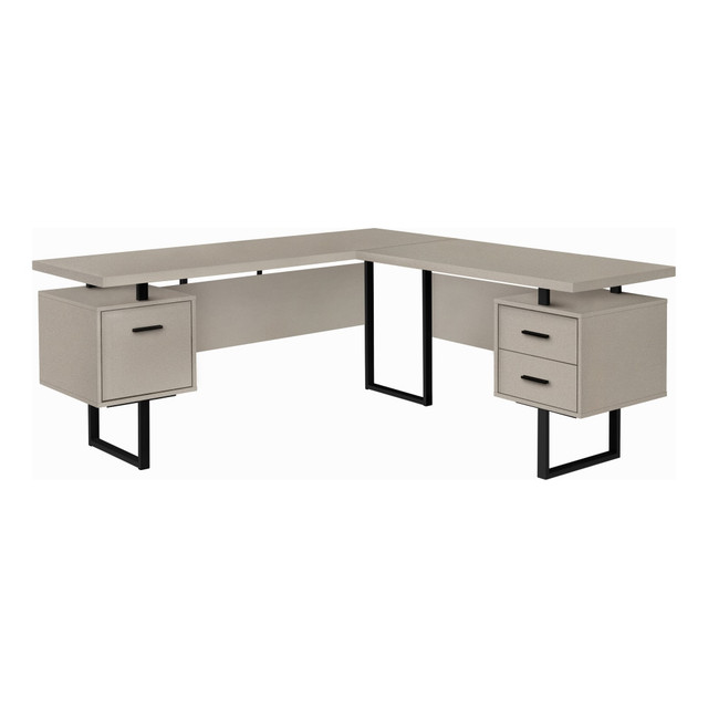 MONARCH SPECIALTIES I 7614 Dallas 71inW L-Shaped Corner Desk, Taupe MONARCH SPECIALTIES I 7614 Dallas 71inW L-Shaped Corner Desk, Taupe