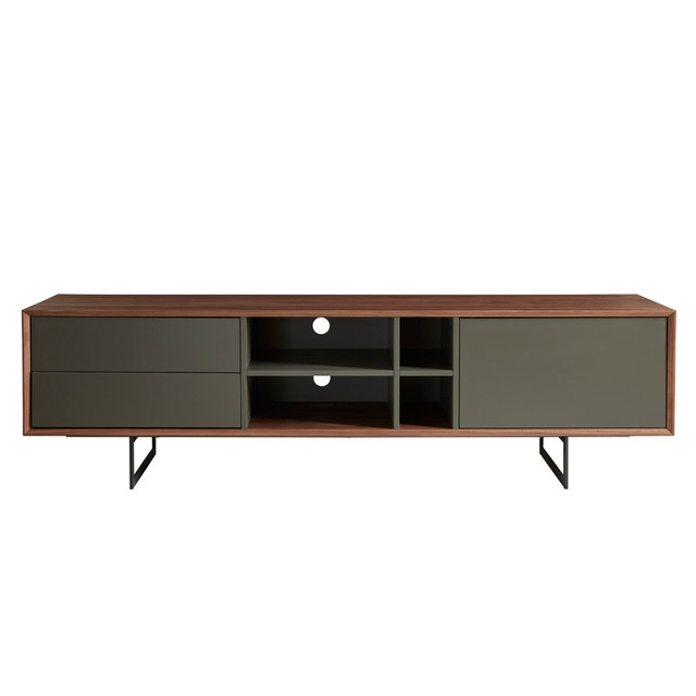 EURO STYLE, INC. Eurostyle 31006GRY-KIT  Anderson Media Stand, 19-1/2inH x 71inW x 16-1/2inD, Walnut/Gray