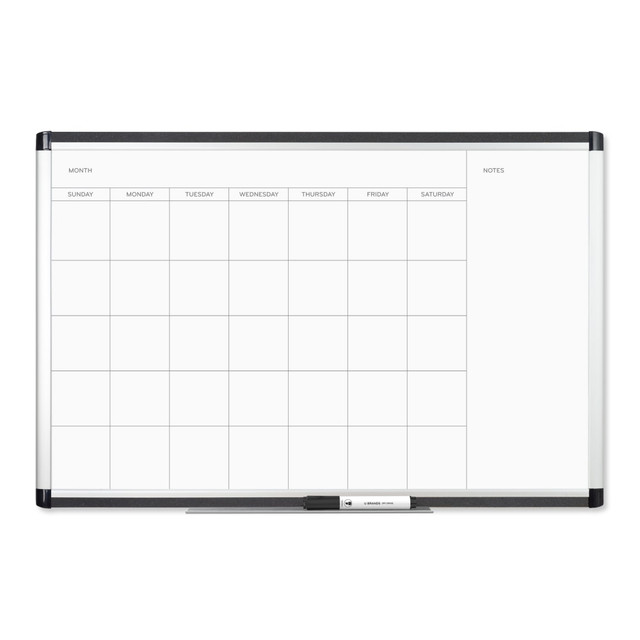 UBRANDS, LLC 2901U00-01 U Brands PINIT Magnetic Dry Erase Monthly Calendar Board, 35in X 23in, Silver Aluminum Frame