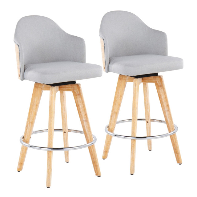 LUMISOURCE, LLC B26-AHOY2-R NANALGY2 LumiSource Ahoy Counter Stools, Light Gray/Natural Bamboo/Chrome, Set Of 2 Stools LUMISOURCE, LLC B26-AHOY2-R NANALGY2 LumiSource Ahoy Counter Stools, Light Gray/Natural Bamboo/Chrome, Set Of 2 Stools