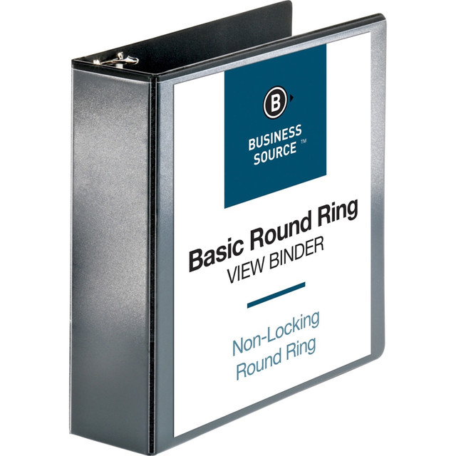 SP RICHARDS 09958 Business Source View 3-Ring Binder, 3in Round Rings, Black SP RICHARDS 09958 Business Source View 3-Ring Binder, 3in Round Rings, Black