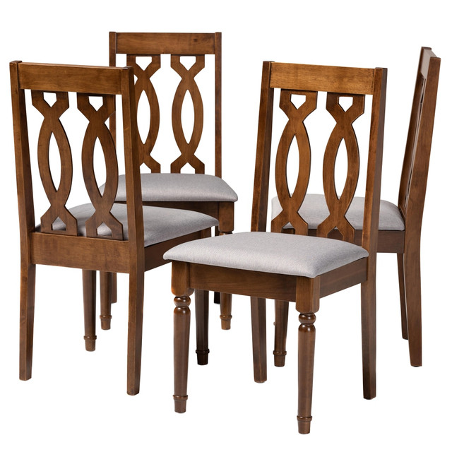 WHOLESALE INTERIORS, INC. 2721-9878 Baxton Studio Cherese Dining Chairs, Gray/Walnut, Set Of 4 Chairs