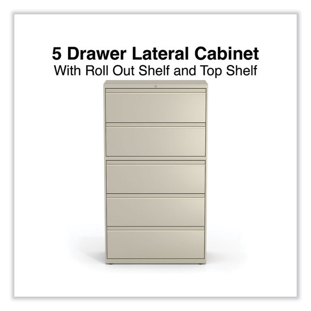 ALERA HLF3667PY Lateral File, 5 Legal/Letter/A4/A5-Size File Drawers, Putty, 36" x 18.63" x 67.63"