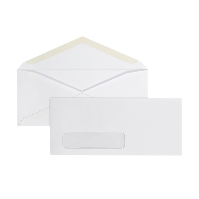 Ensure your mailings get to their intended destination. These single-window envelopes will let the typed address show through, so your correspondence gets to the right place, right on time.  Fully gummed flap provides a strong, dependable seal.  Addresses appear through window - no need to hand-address.  Box of 500 envelopes.