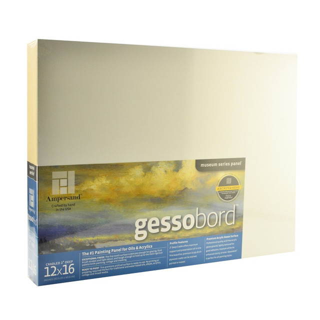 AMPERSAND ART SUPPLY, INC. GBWC1216 Ampersand Deep Cradle Gessobord, 12in x 16in, White AMPERSAND ART SUPPLY, INC. GBWC1216 Ampersand Deep Cradle Gessobord, 12in x 16in, White