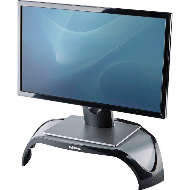 FELLOWES INC. 8020101 Fellowes Smart Suites height Adjustable Corner Monitor Riser, 5.13inH x 18.50inW x 12.50inD, Black/Silver