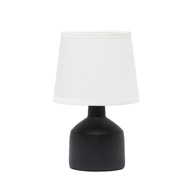 ALL THE RAGES INC Simple Designs LT2080-BLK  Mini Bocksbeutal Concrete Table Lamp, 9-7/16in, White Shade/Black Base