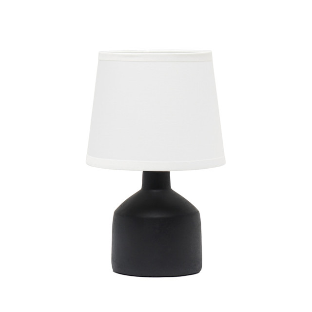 ALL THE RAGES INC LT2080-BLK Simple Designs Mini Bocksbeutal Concrete Table Lamp, 9-7/16in, White Shade/Black Base