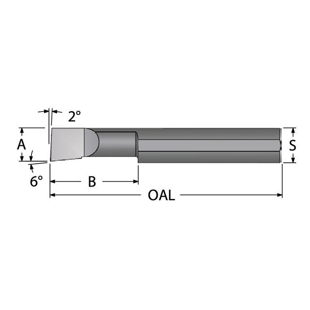 Scientific Cutting Tools B3602000 Boring Bar: 0.36" Min Bore, 2" Max Depth, Right Hand Cut, Submicron Solid Carbide