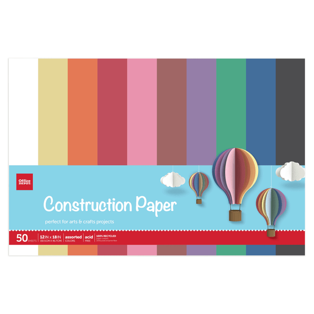 Start your next project in style with Office Depot Brand construction paper. Each sheet is fade-resistant to help your projects withstand years on display.  Ideal for a variety of arts and crafts projects.  Acid-free to help prevent yellowing.  Fade-resistant for long-lasting, vivid color.  Contains Recycled Content - See Specs for Details.
