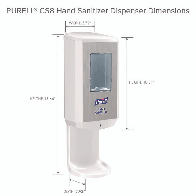 GO-JO INDUSTRIES PURELL® 782001 CS8 Hand Sanitizer Dispenser, 1,200 mL, 5.79 x 3.93 x 15.64, White