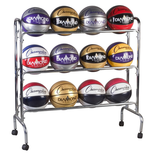 CHAMPION SPORTS BRC3 12-Ball Basketball Rack, 41in x 17in x 41in, Steel CHAMPION SPORTS BRC3 12-Ball Basketball Rack, 41in x 17in x 41in, Steel