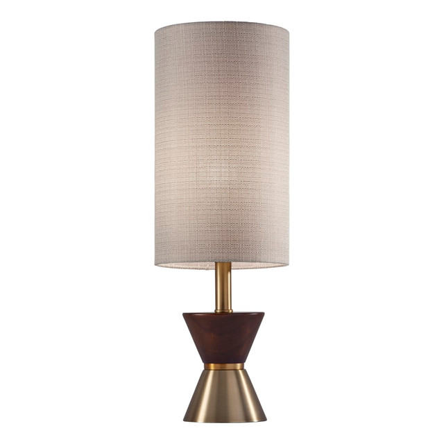 ADESSO INC 4268-21 Adesso Carmen Table Lamp, 23inH, Antique Brass And Beige Shade/Walnut Base