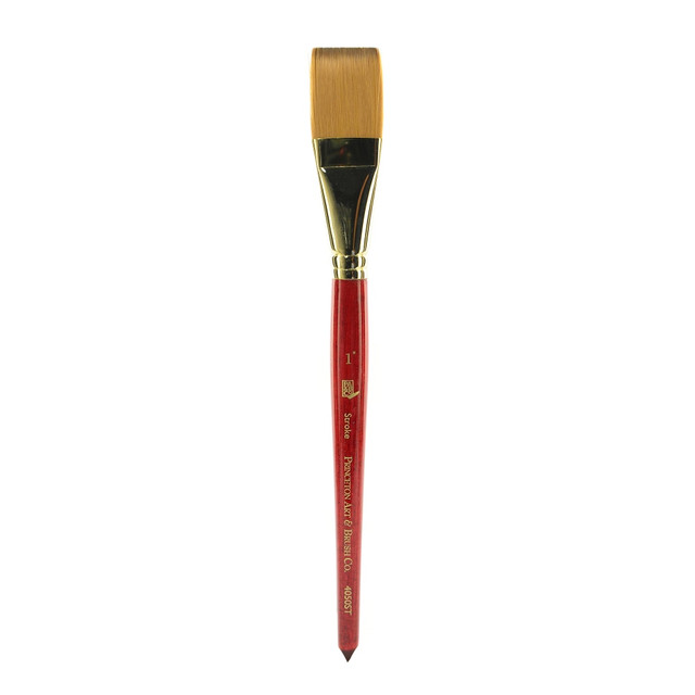 PRINCETON ARTIST BRUSH CO. Princeton 4050ST-100  Series 4050 Heritage Synthetic Sable Watercolor Short-Handle Paint Brush, 1in, Stroke Bristle, Sable Hair, Red