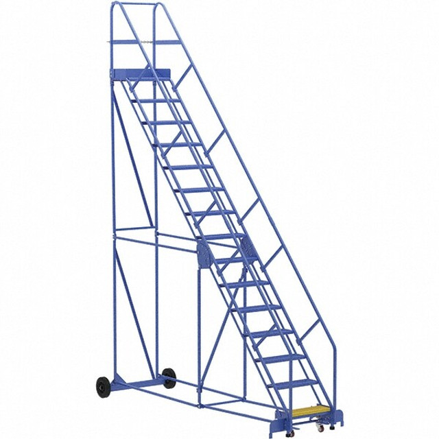 Vestil LAD-15-14-P-EZ Steel Rolling Ladder: Type 1A, 15 Step