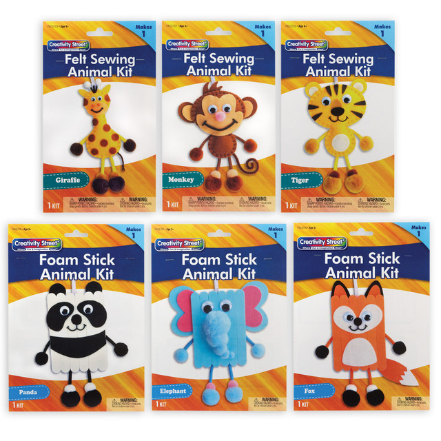 EDUCATORS RESOURCE Creativity Street PACACANMKIT3  Felt & Foam Animal Craft Kits, Pack Of 6 Kits