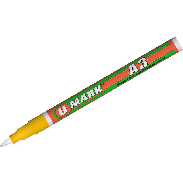 U-Mark 10106XFL Markers & Paintsticks; Marker Type: Liquid Paint Marker; Tip Shape: Point; Color: Yellow; Ink Type: Xylene-free; Alcohol Base; Fade Resistant; Water Resistant; Tip Type: Extra Fine; For Use On: Wood; Posterboard; Small Tags and Labels