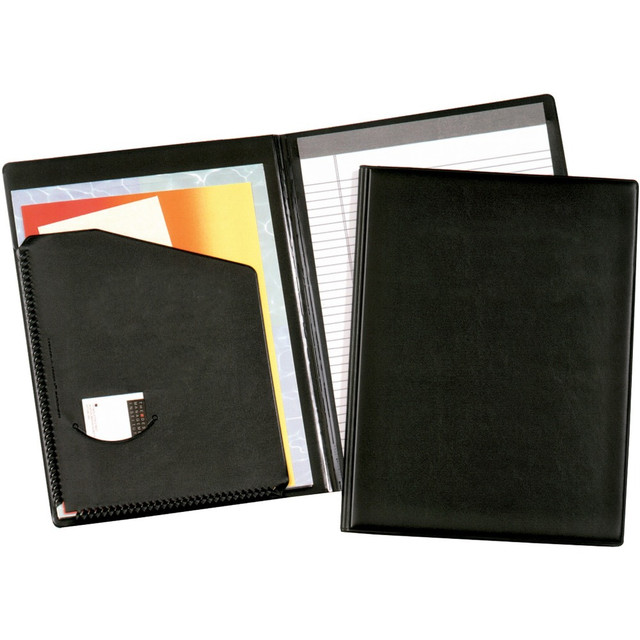 TOPS BUSINESS FORMS Cardinal 397610  Business Basic Desk Pad Holder - Letter - 9 1/2in x 12 1/2in Sheet Size - 100 Sheet Capacity - 1 Inside Front Pocket(s) - Vinyl, Polyvinyl Chloride (PVC) - Black - 14.08 oz - 1 Each