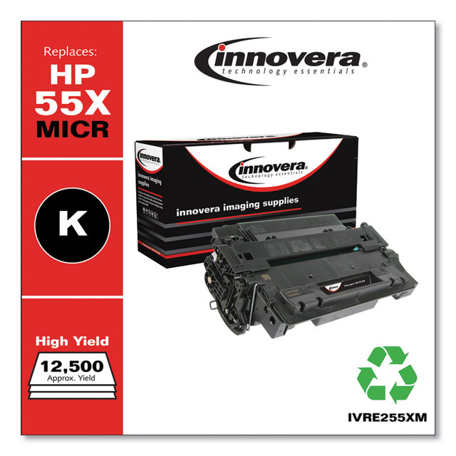 INNOVERA E255XM Remanufactured Black High-Yield MICR Toner, Replacement for 55XM (CE255XM), 12,500 Page-Yield