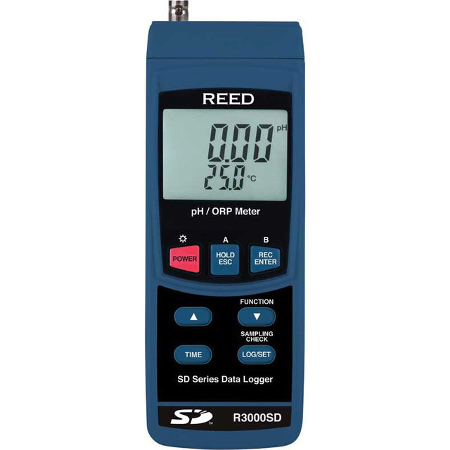 REED Instruments R3000SD Conductivity, pH & TDS Meters & Testers; Minimum pH Range: 0.00; Maximum pH Range: 14.00; Minimum Ph Range: 0.00; Maximum Ph Range: 14.00; Resolution: ORP: 1 mV; pH: 0.01 pH; Accuracy (pH): 0.02; Accuracy: 1(0.5% +2 dgt); Min