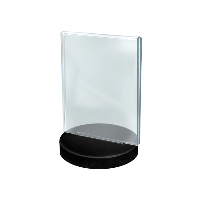 AZAR DISPLAYS 108705  Acrylic Frames On Round Bases, Vertical, 5 1/2in x 8 1/2in, Clear/Black, Pack Of 10