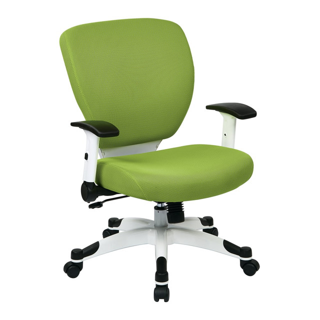 OFFICE STAR PRODUCTS 5200W-6 Office Star Space Seating Professional Deluxe Mesh Mid-Back Task Chair, Green/White