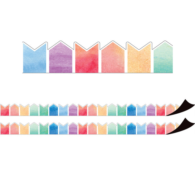 EDUCATORS RESOURCE TCR77558-2 Teacher Created Resources Magnetic Border, Watercolor Pennants, 24ft Per Pack, Set Of 2 Packs EDUCATORS RESOURCE TCR77558-2 Teacher Created Resources Magnetic Border, Watercolor Pennants, 24ft Per Pack, Set Of 2 Packs