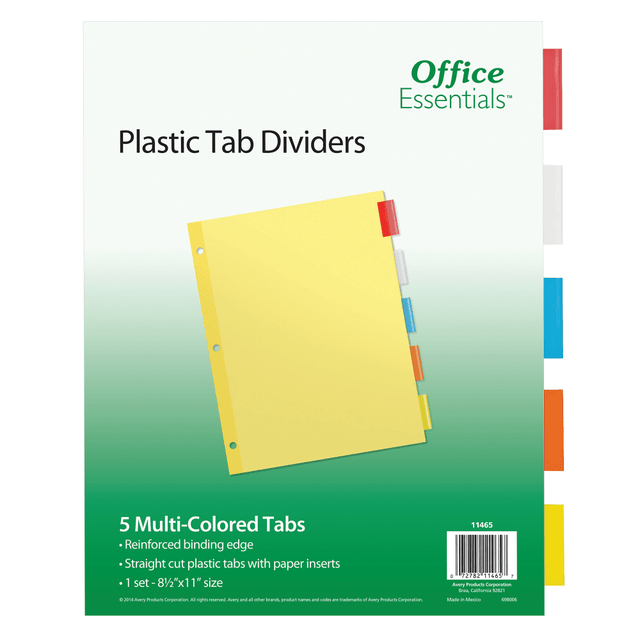 AVERY PRODUCTS CORPORATION Avery UD2135  Office Essentials Insertable Dividers, 5-Tab, 8 1/2in x 11in, Buff/Clear