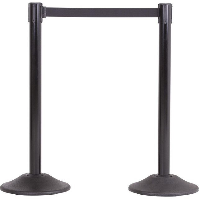 US Weight U2102EXT Barrier Parts & Accessories; Post Type: Retractable Belt Barrier Posts ; Post Material: Steel ; Includes: (2) Black Steel Stanchions with 13' Black Belts ; Base Material: HDPE; Concrete ; Base Shape: Round ; Belt Length (Feet): 13