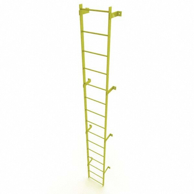 TRI-ARC WLFS0115-Y Steel Wall Mounted Ladder: 14" High, 15 Steps, 350 lb Capacity