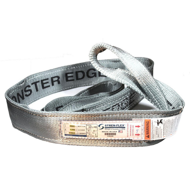 Stren-Flex EEF-2-904ME-04 Eye & Eye Sling: 4" Wide, 4' Long, 11,500 lb Vertical, 9,200 lb Choker, 23,000 lb Basket, Nylon