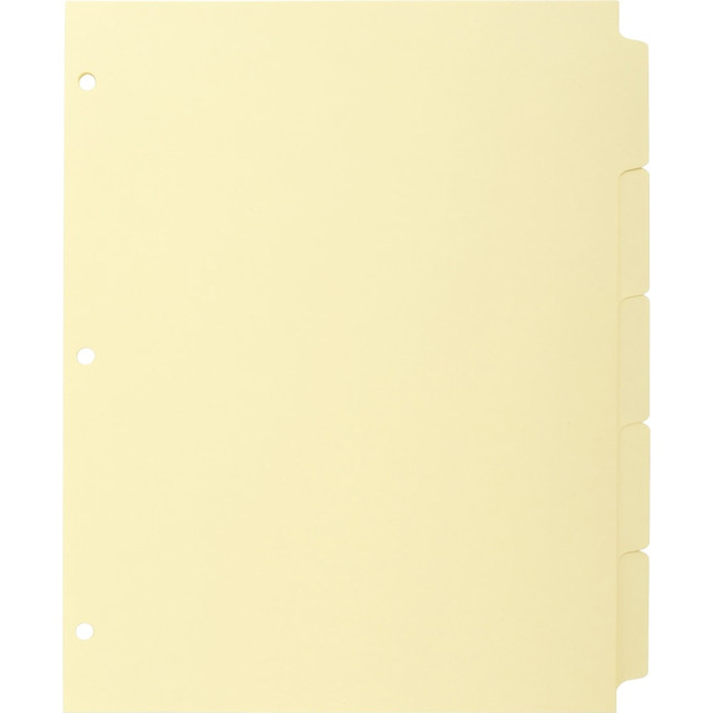 SP RICHARDS Business Source 16480  Mylar-reinforced Plain Tab Indexes - 5 Write-on Tab(s) - 8.5in Divider Width x 11in Divider Length - Letter - 3 Hole Punched - Canary Tab(s) - 36 / Box