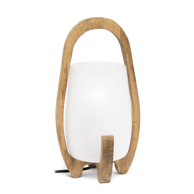 ALL THE RAGES INC Lalia Home LHT-4010-NA  Organix Accented Table Lamp, 15inH, Translucent Glass/Natural Wood