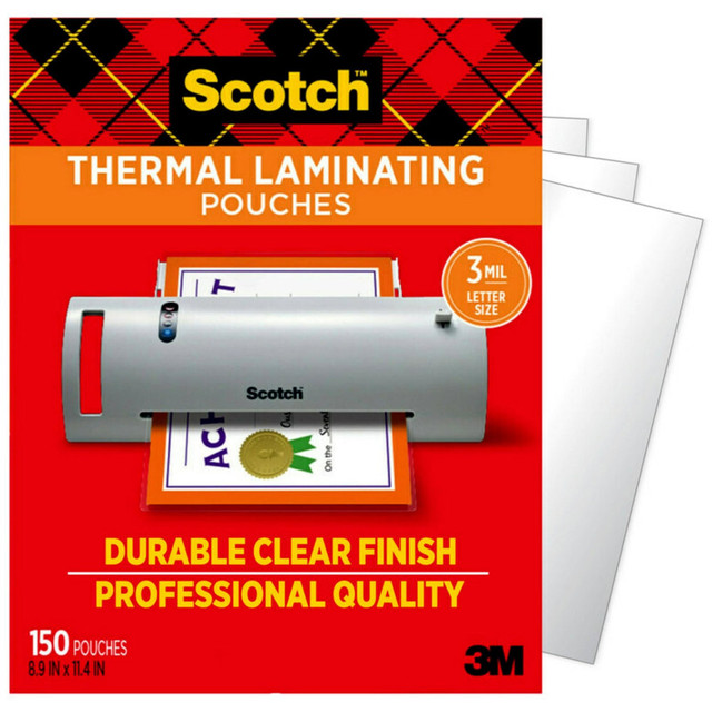3M CO TP3854-150 Scotch Thermal Laminating Pouches, 150 Laminating Sheets, 3 mil., Laminate Business Cards, Banners and Essays, Ideal Office or Back to School Supplies, Fits Letter Size (8.9 in x 11.4 in.) Paper 3M CO TP3854-150 Scotch Thermal Laminating Pouches, 150 Laminating Sheets, 3 mil., Laminate Business Cards, Banners and Essays, Ideal Office or Back to School Supplies, Fits Letter Size (8.9 in x 11.4 in.) Paper