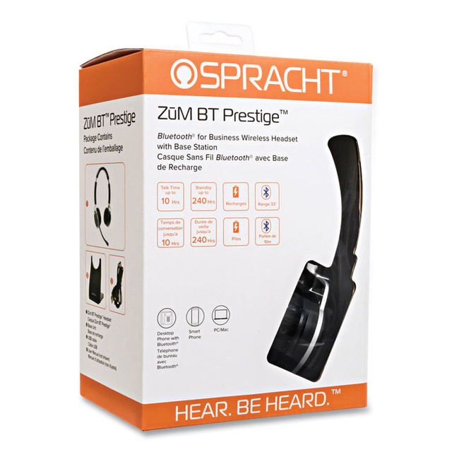 SPRACHT ZUMBTP400 ZuM BT Prestige Binaural Over The Head Headset, Black