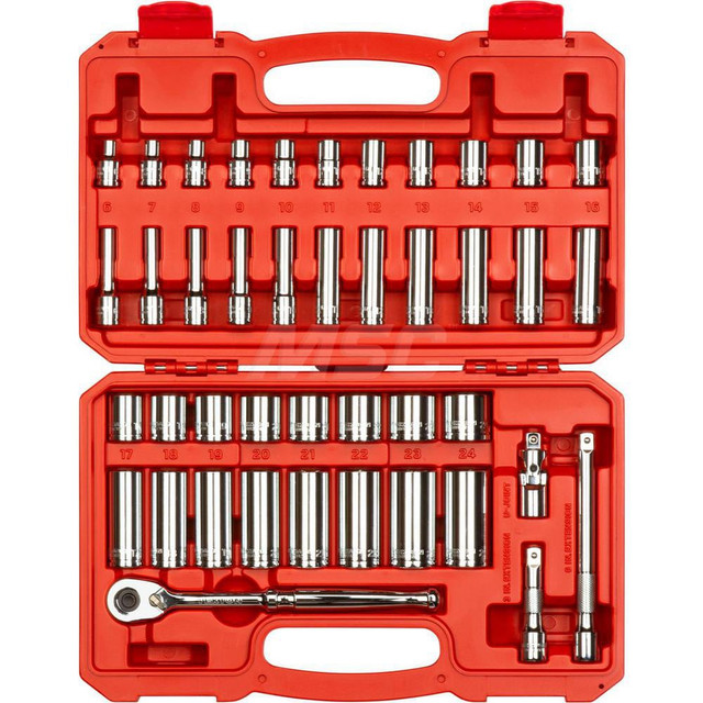 Tekton SKT15201 Deep Ratchet & Socket Set Standard Socket Set: 43 Pc, 6 to 24 mm Socket