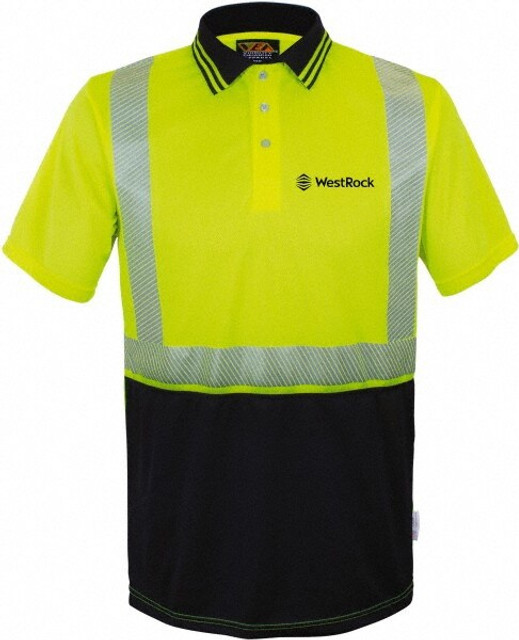 Reflective Apparel Factory 302CTLB5XWRBK01 Work Shirt: High-Visibility, 5X-Large, Polyester, Black & High-Visibility Lime