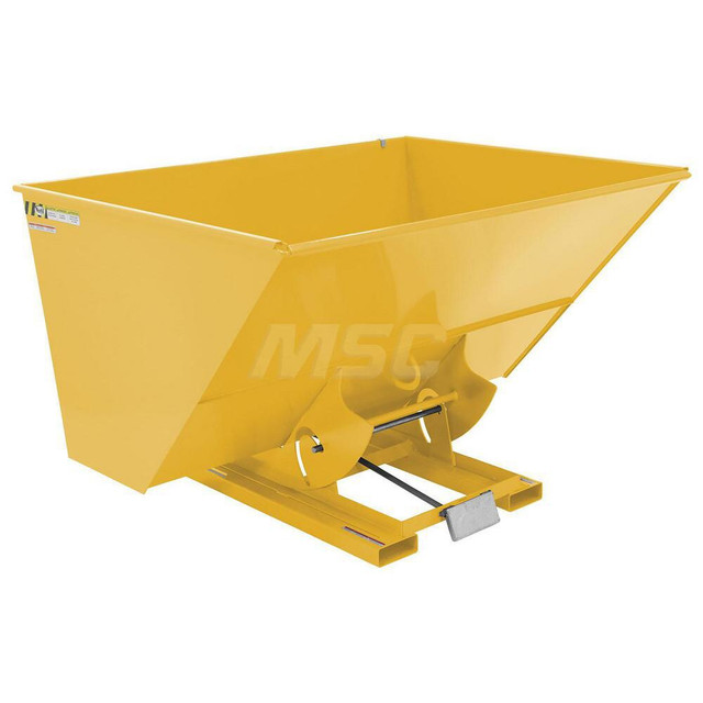 Vestil D-300-LD-YEL Stationary Tilt Hopper: 2,000 lb Capacity, 82" Wide, 68.63" Long, 51.8125" High