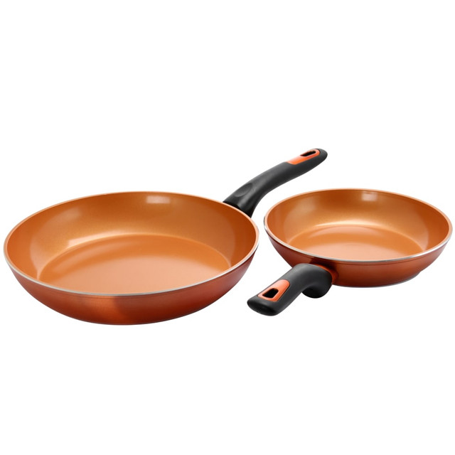 GIBSON OVERSEAS INC. 995111255M Gibson Home Hummington 2-Piece Aluminum Non-Stick Frying Pan Set, Copper