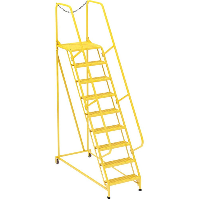 Vestil LAD-MM-9-P-YL Rolling Ladder: Type IA, 90" Platform, 350 lb Capacity, 9 Step, 29-1/2" Base