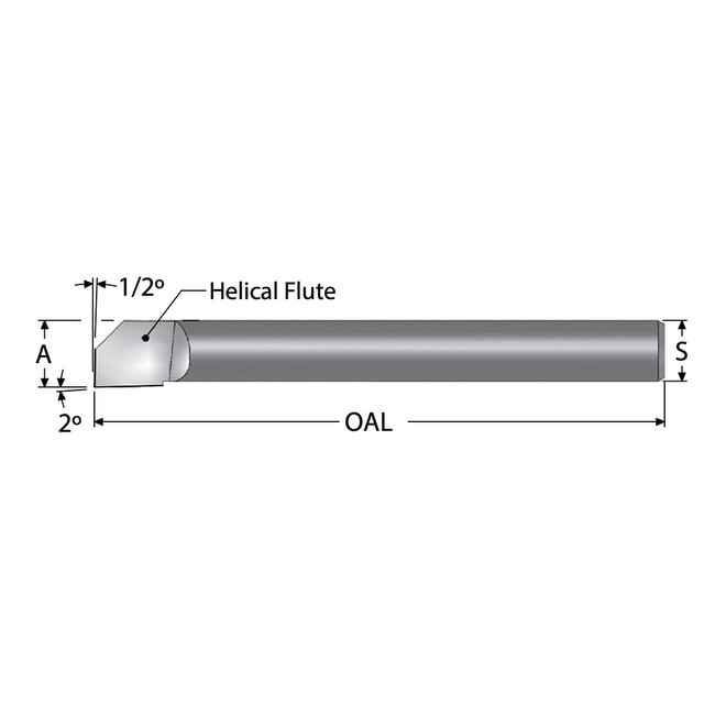 Scientific Cutting Tools HB135A Helical Boring Bar: 0.135" Min Bore, Right Hand Cut, Submicron Solid Carbide