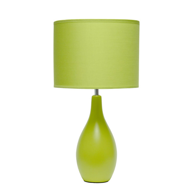 ALL THE RAGES INC CWT-2000-GR Creekwood Home Essentix Ceramic Dewdrop Table Lamp, 18-1/8inH, Green Shade/Green Base