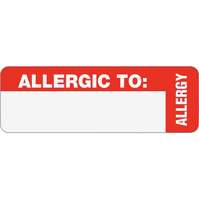 TABBIES DIV 40562 Tabbies Permanent "Allergic To:" Medical Wrap Label Roll, TAB40562, Red, Roll Of 500 TABBIES DIV 40562 Tabbies Permanent "Allergic To:" Medical Wrap Label Roll, TAB40562, Red, Roll Of 500