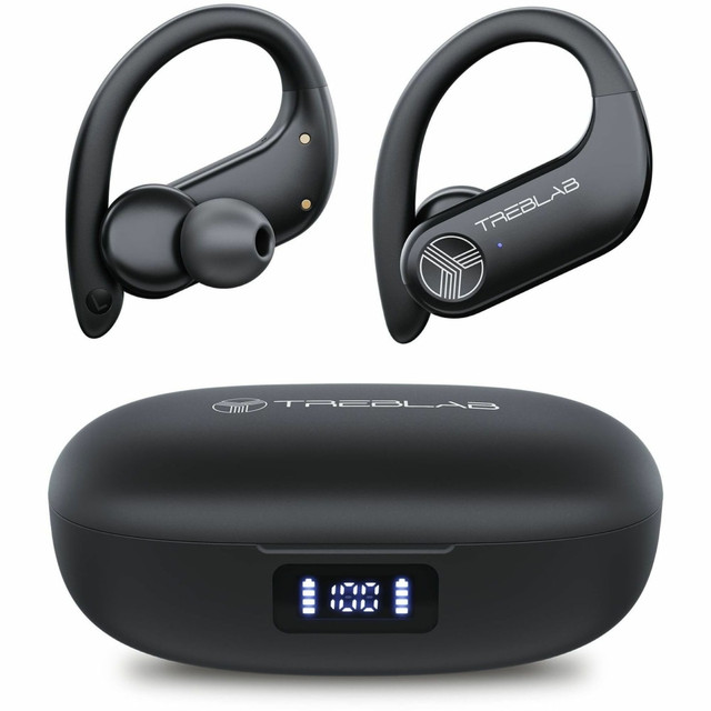 TREBLAB X3-PRO-W  X3-Pro - Wireless Earbuds with Earhooks - 145H Playtime, IPX5 Waterproof Earphones for Running & Workout - Sport Bluetooth Headphones with Charging case - Built-in Microphone - Stereo - True Wireless - Bluetooth - 33 ft - 20 Hz - 20