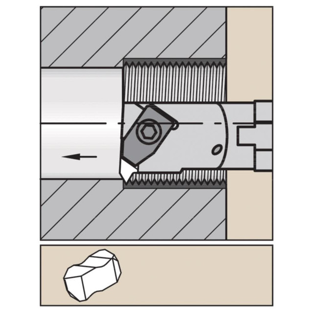 Widia 3632141 Indexable Threading Toolholders; Thread Type: Internal ; Hand of Holder: Left Hand ; Shank Width/Diameter (Decimal Inch): 1.7500 ; Compatible Insert Size Code: 4 ; Shank Width/Diameter (Inch): 1-3/4 ; Toolholder Style: NEL