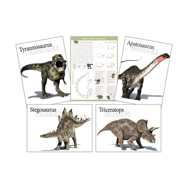 BARKER CREEK PUBLISHING, INC. Barker Creek BC1890  Dinosaur Poster Set, 17 1/2inH x 24inW, Grades Pre-K-College