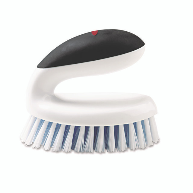 OXO 33881 Good Grips Household Scrub Brush, White/Blue Nylon/Polypropylene Bristles, 5" Brush, 5" Black/White Handle