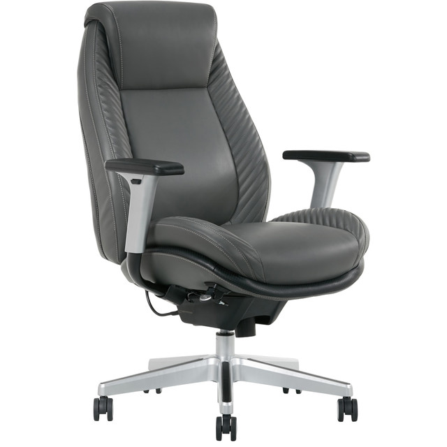 OFFICE DEPOT Serta 52082  iComfort i6000 Ergonomic Bonded Leather High-Back Manager Chair, Gray/Silver