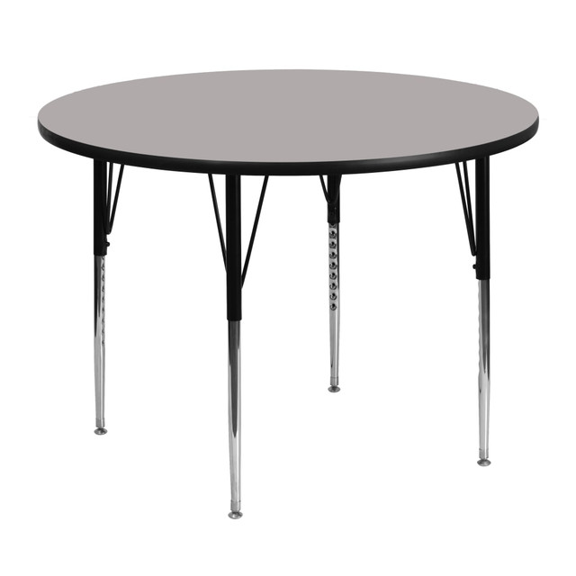 FLASH FURNITURE XUA48RNDGYHA  48ft" Round HP Laminate Activity Table With Standard Height-Adjustable Legs, Gray