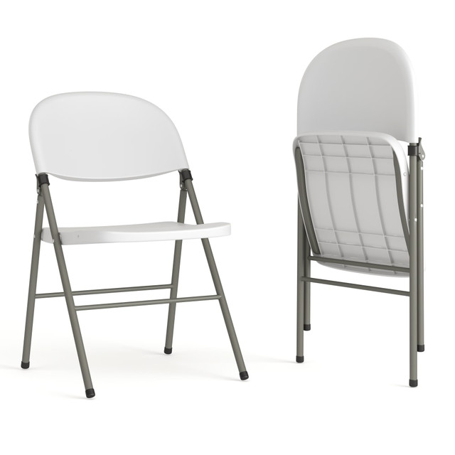 FLASH FURNITURE 2DADYCD70WH  HERCULES Plastic Folding Chairs, White/Gray, Set Of 2 Chairs